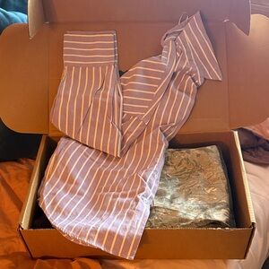 Zara Lavender and White Striped Shirt